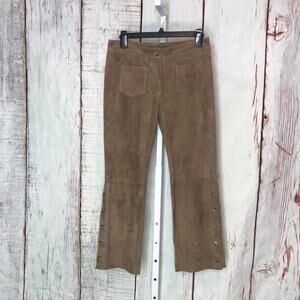 kors michael kors 90's 100% suede straight leg ankle crop pants